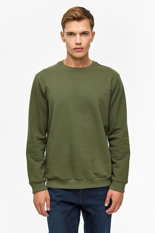 Süvari Haki Regular Düz Bisiklet Yaka Sweatshirt-38801 Haki