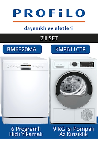 Profilo BM6320MA - KM9611CTR 2'li Beyaz Eşya Set