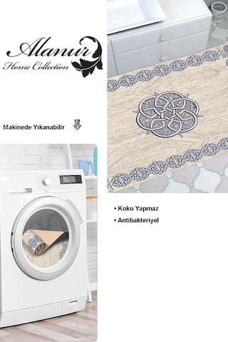 Dekoreko Kaymaz Taban Djt Banyo Halısı Yıldız Deri Modern 1319 Mavi