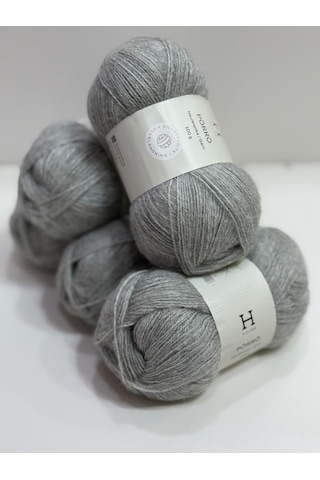 İhraç Fazlası Angora Lüks Örgü İpi 500gr - Açık Gri Melanj 195