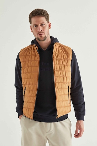 Ds Damat Regular Fit Safran Dik Yaka Elyaf Dolgulu Mevsimlik Fermuarlı Yelek Mont 7HF07ORT42611