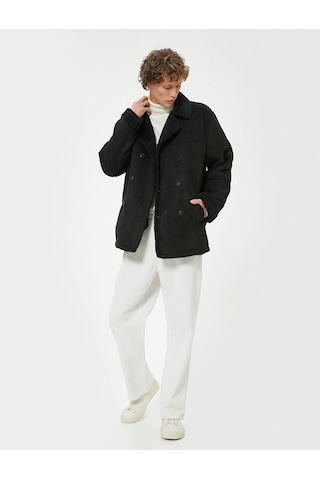 Koton Slim Fit Mont Süet Görünümlü İçi Peluşlu Düğmeli Siyah 5wam20071hw Siyah