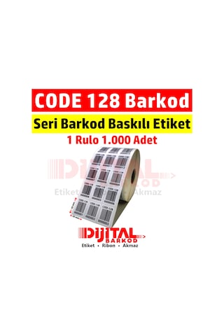 Code 128 Barkod Baskılı Seri Numaralı Etiket Gs1 Barcode/1000Ad. Code 128 Barkod Baskılı Seri Numaralı Etiket Gs1 Barcode/1000Ad.