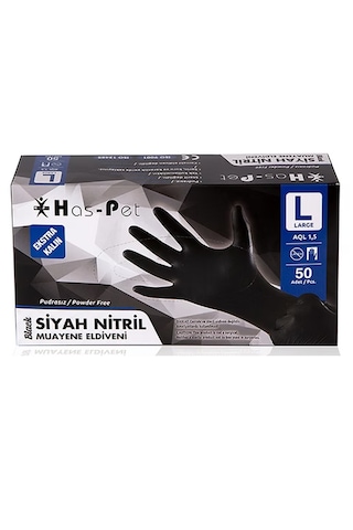 Haspet Nitril Eldiven Ekstra Kalın Siyah L 50'li