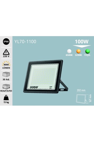 100w Ultra Slim Led Projektör 6500k