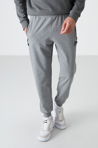 Tommy Life Gri Melanj Fermuar Cepli Standart Kalıp Jogger Erkek Eşofman Alt - 84587 GB MELANJ Gri Melanj