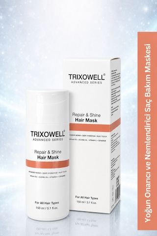 Trixowell Advanced Series Repair & Shine Yoğun Onarıcı Ve Nemlendirici Saç Bakım Maskesi Argan Yağı, Jojoba Yağı, Vitamin E, Seramid 150 Ml