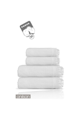 4'lü Gri Jelena Havlu Seti %100 Pamuk - 2 Adet El Havlusu 50x90 Ve 2 Adet Banyo Havlusu 70x140 Gri