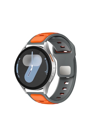 Huawei Honor Magic 2 46mm Mkst Krd-135 22mm Silikon Kordon Strap Kayış - Gri-turuncu