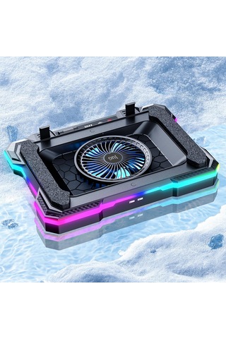 Juo Yeti 2200rpm Rgb Işıklı Led Display Gaming Laptop Notebook Soğutucu Stand