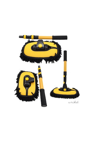 Yeni Tasarım Teleskopik Saplı Araç Yıkama Süpürgesi Makarna Uçlu Uzatılabilir Yaylı Mikrofiber Fırça - 1 Adet