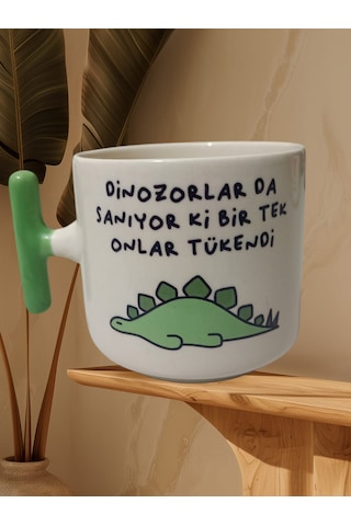 Espirili Çift Taraf Yazılı Kupa Bardak Yeşil T