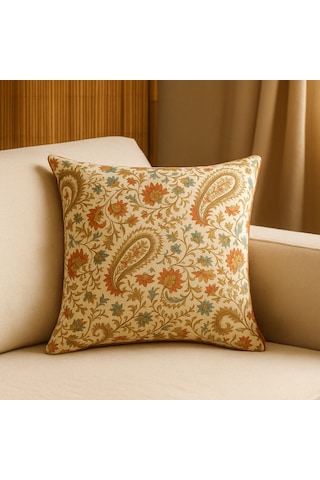 Bohem Etnik Desenli Kırlent Kılıfı Duck Kumaş, Fermuarlı, Dekoratif Yastık 40 x 40