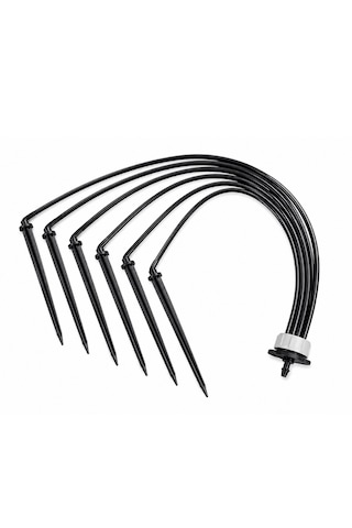 Saksı Sulama Sistemi 6 Çıkışlı Ahtapot Damlatıcı 12 L/h 5'li Paket 30 Saksı 5 Mm Spagetti Hortumlu Sera Ve Topraksız Tarım İçin