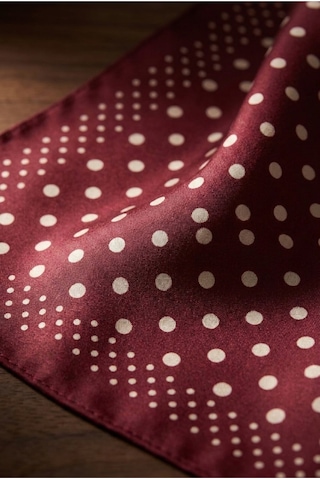 Last İcon Bordo Krem Puantiyeli İpek Fular Şal Bandana Boyun Aksesuarı Bordo