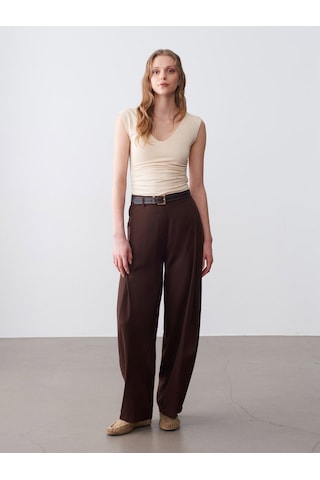 Dilvin 72698 Pileli Dökümlü Pantolon-kahve