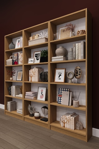 Lüks 15 Raflı Ev Ofis Kitaplık %100 Mdf Modern Dekoratif Kütüphane Kitaplık K004 Karına