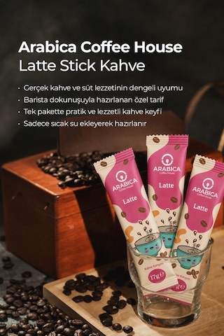 Arabica Coffee House Latte Nitelikli Stick Kahve 17 Gr X 48 Adet - Barista Karışımı Granül