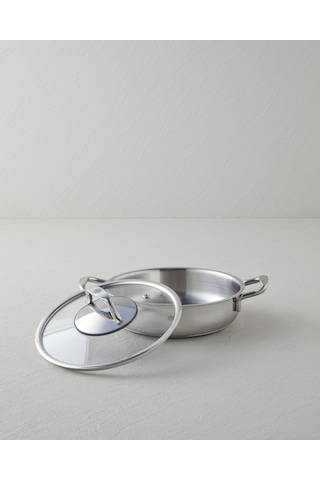 English Home Glow Çelik Cam Kapaklı Sahan 18x5 Cm Silver Silver
