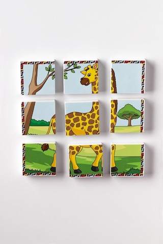 Küpss Manyetik Blok Çift Taraflı 9 Parçalı Mıknatıslı Puzzle 2 Görsel Zürafa-fil Yapboz Diğer