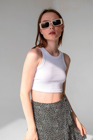 2'li Paket Siyah Beyaz Fitilli Örme Süper Crop Bluz Siyah - Beyaz