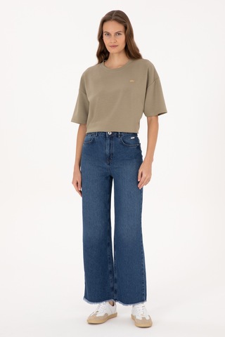 U.S. Polo Assn. Kadın Mavi Loose Cropped Jean Pantolon 50308093-DN0022