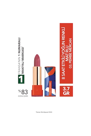 Yves Rocher 8 Saat Etkili Yoğun Renkli Mat Ruj-03. Pembe Mercan-3.8 G-83535 03 Pembe Mercan