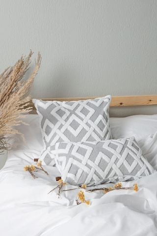 Jakarlı Kırlent 43X43 Cm Mila Gri