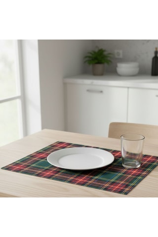 2 Adet Amerikan Servis,ekose Amerikan Servis,yıkanablir Supla 32x42 Cm Çok Renkli