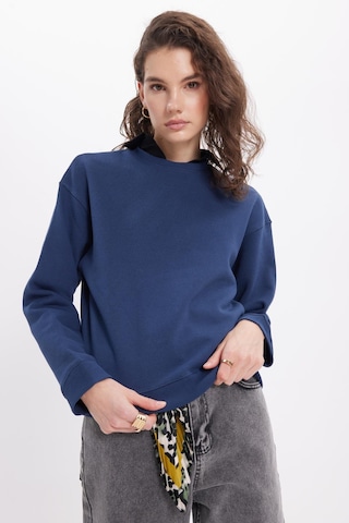 Tudors Kadın Oversize Geniş Kesim Pamuklu Bisiklet Yaka Lacivert Sweatshirt-39926 Lacivert