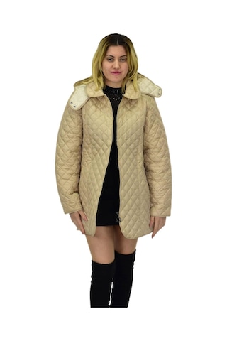 Kadın Kapitone Kapüşonlu Mont Bgl-st04113 Bej