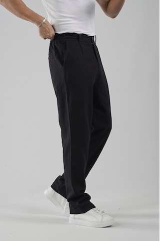 Baggy Fit Kalıp Pamuklu Keten Pantolon Siyah