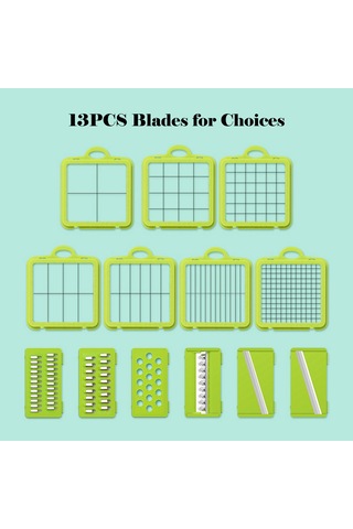 22'si 1 Arada Çok Fonksiyonlu Sebze Doğrayıcı Konteynerli Gri Gri