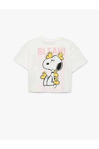 Koton Lisanslı Snoopy Baskılı Ekru Kız Çocuk T-shirt 6skg10159ak Ekru