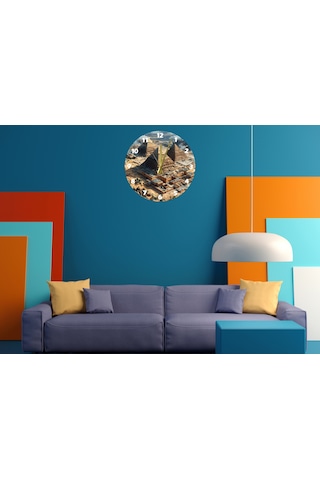 Ti-play Tarihi Mısır 30x30cm Akrilik Dekoratif Modern Duvar Saati ÇOk Renkli