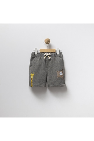 Overdo Kids 2ip Ayıcık Baskılı Beli Lastikli Unisex Şort Gri