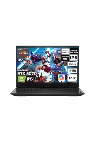 HP Omen 17-DB1003NT C67G1EAHMF42 Ryzen AI 9-365 64 GB 2 TB SSD 8 GB RTX5070 17.3" FHD W10P Dizüstü Bilgisayar