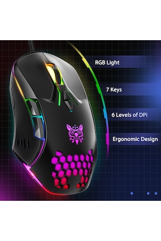 Onikuma CW902 Kablolu RGB Aydınlatmalı Optik Oyuncu Mouse