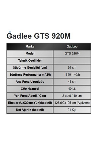 Gadlee GTS 920M Yol Temizleme Makinesi