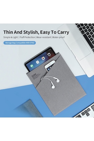 Didadodo Su Geçirmez İpad Çantası - Hafif, Toz Koruma, Dayanıklı Kumaş Koyu Mavi, Yeni Desen Büyük Boy Koyu Mavi