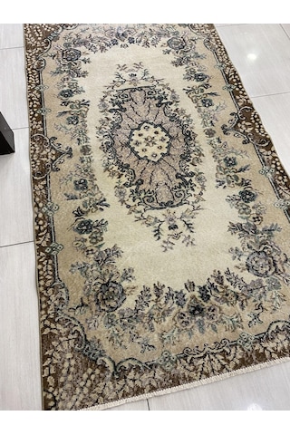 El Dokuma Isparta Halısı 113X207 Eskitme Yeşil Göbekli %100 Yün !