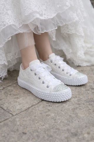 Scarpe Magiche İnci Tabanlı Gelin Sneaker Beyaz
