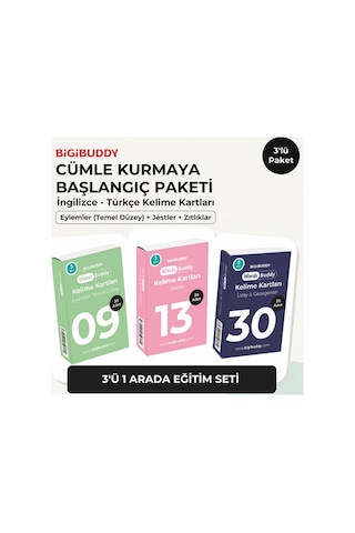 Bigibuddy Wordsbuddy Türkçe İngilizce Kelime Kartları Cümle Kurmaya Başlangıç 90 Kart 3 Lü Set Bigione Cihaz Hariç