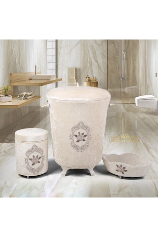 Shems Vizon 3Lü Kadife Banyo Kirli Çamaşır Sepeti Seti Diğer