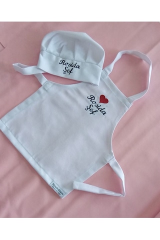 Moms And Babies Çocuk Mutfak Ve Etkinlik Önlüğü Su Tutmaz Kumaş Isme Özel 1 - 12 Yaş Beyaz