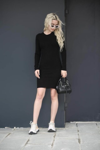 Madmext Siyah Bodycon Fitilli Mini Elbise Mg1710-siyah