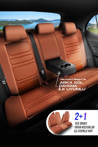 Taba - Taba Panda Rodos Serisi Deri Ortopedik Oto Koltuk Kılıfı - Tam Set