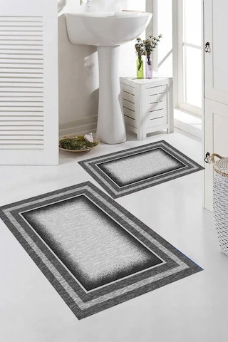 Eliana Home Dijital Baskı 2'li Banyo Paspas Takımı Lna5-fnl477 100x60 Ve 60x50 Cm Siyah