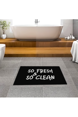 Evaşk Banyo Paspası İpeksi Kadifemsi Halı Yüzey Kaymaz Taban 40x60 BM00240S Siyah