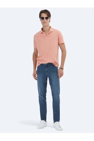 Koyu Petrol Slim Fit Denim Pamuk Karışımlı Pantolon Koyu Petrol